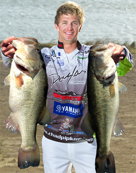 Chad Pipkens with 2 Falcon Lake giant bass