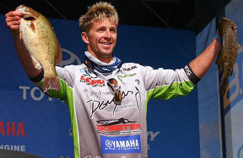 Chad Pipkens is fishing the finals of the 2013 St Lawrence Showdown because of smallmouth bass like these 2 he weighed in on day 3