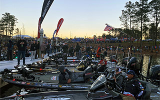 Chad Pipkens waits for the first morning blast off at the 2022 Bassmaster Classic.